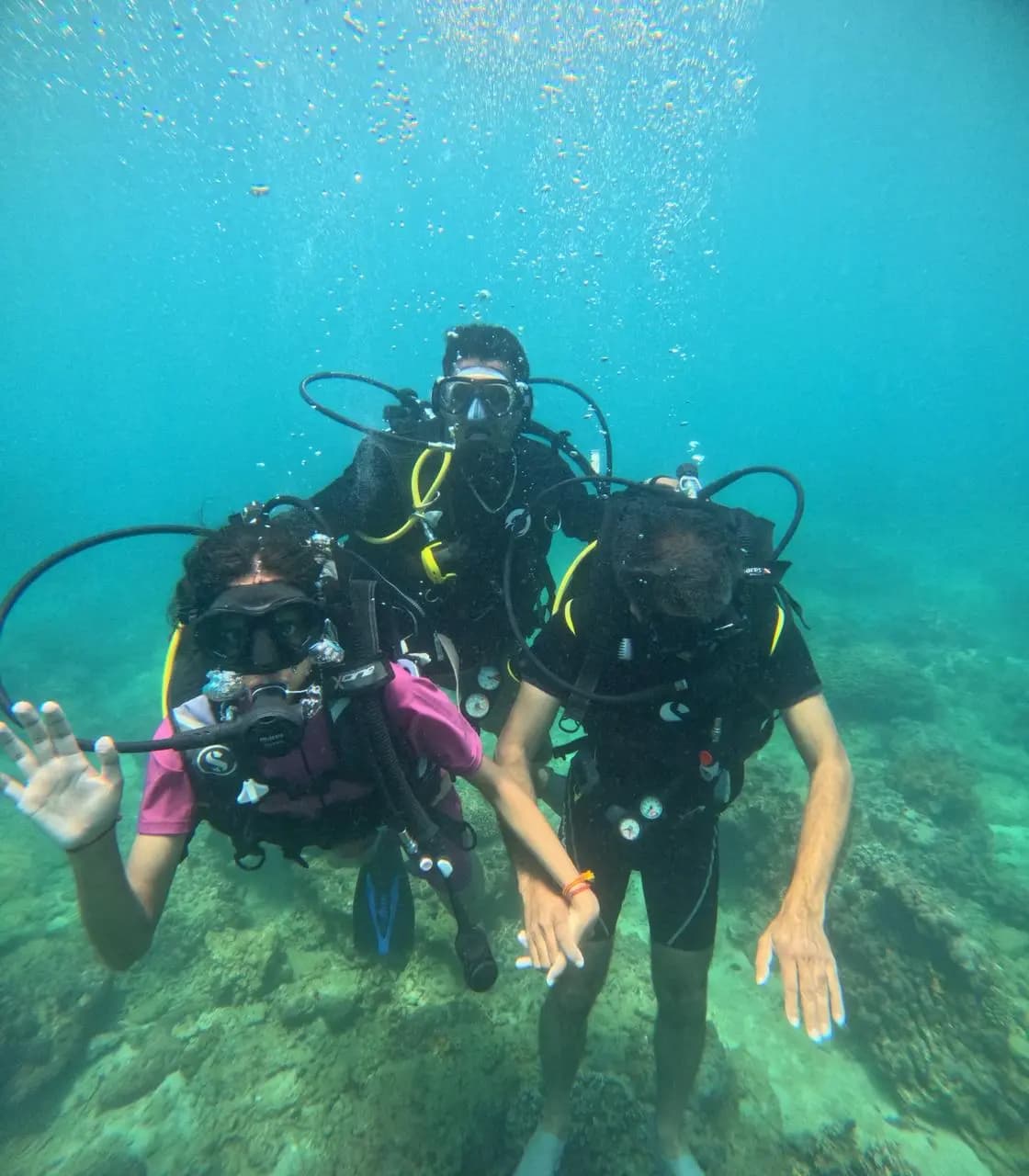 Group of divers on a fun diving trip in Trincomalee, Sri Lanka