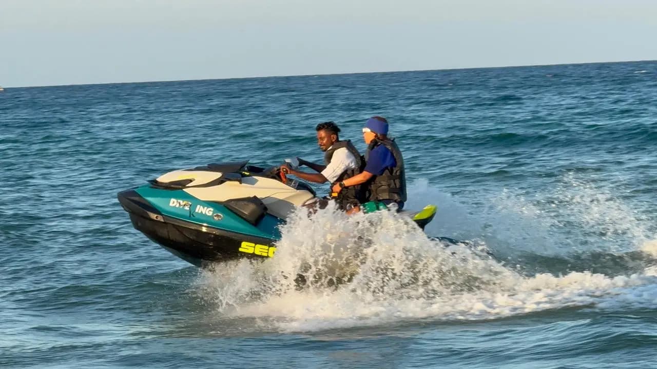 Jet ski ride along Trincomalee beach, Sri Lanka